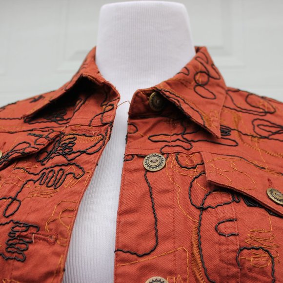 Ruby Rd. Burnt Orange Abstract Embroidered Jacket - Picture 10 of 15